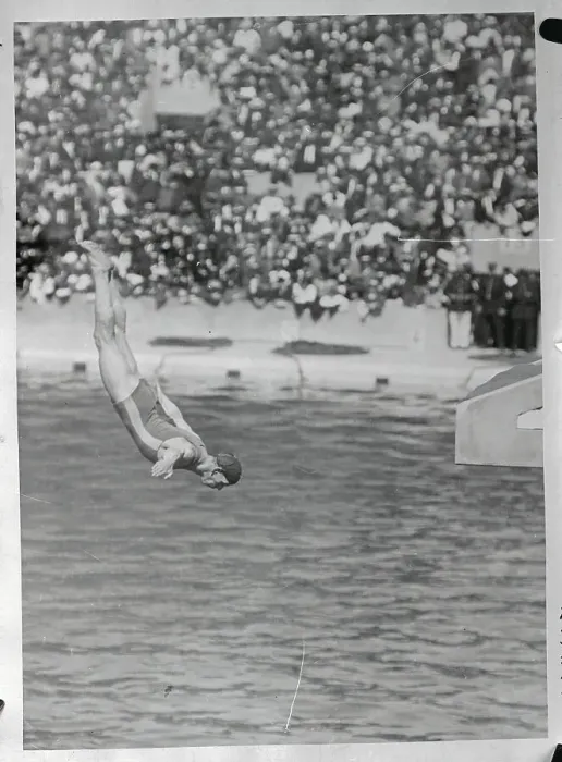 Framed Print : Olympian Diving into Swimming Pool Framed Print : Olympian Diving into Swimming Pool
