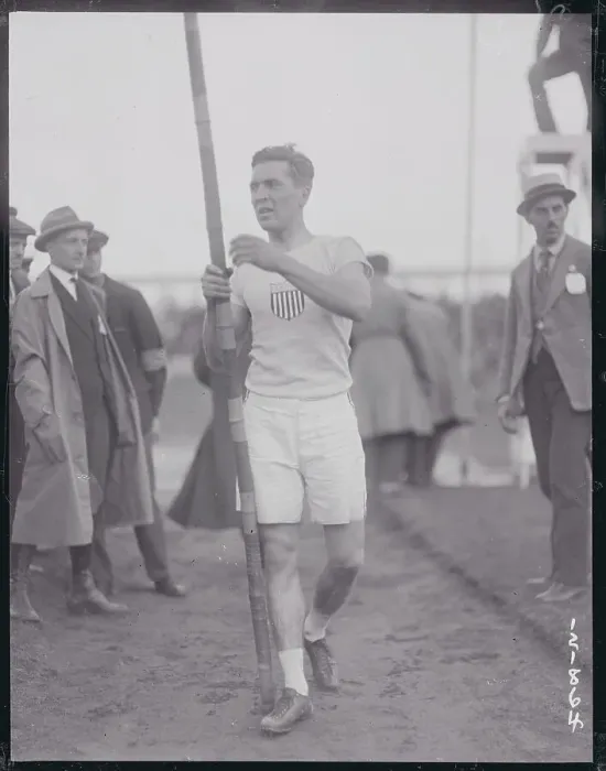 Framed Print : Olympian Frank Foss with Pole in Hand Framed Print : Olympian Frank Foss with Pole in Hand