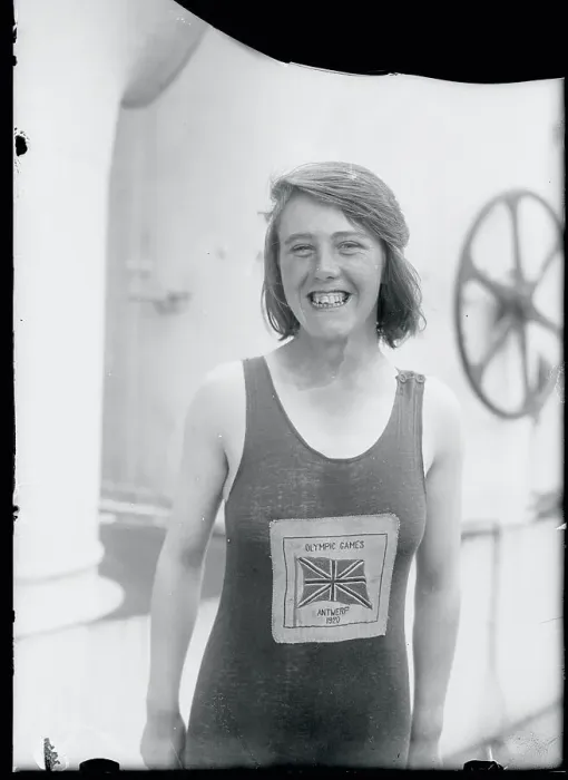 Framed Print : Olympian Hilda James Smiling on Liner Framed Print : Olympian Hilda James Smiling on Liner