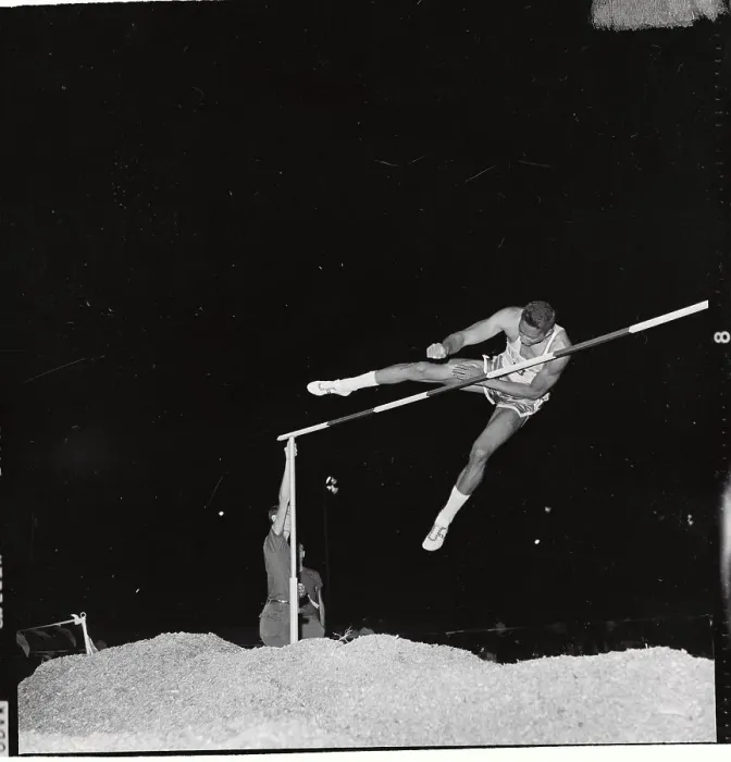 Framed Print : Olympian John Thomas Clearing the High Bar Framed Print : Olympian John Thomas Clearing the High Bar
