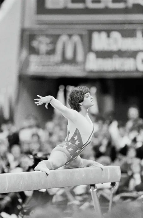 Framed Print : Olympian Mary Lou Retton Being Congratulated by Coach Framed Print : Olympian Mary Lou Retton Being Congratulated by Coach