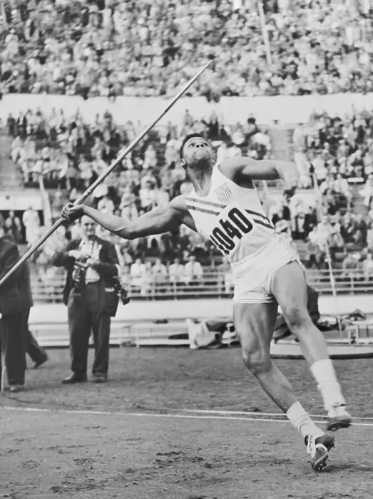 Framed Print : Olympian Milton Campbell Throwing Javelin Framed Print : Olympian Milton Campbell Throwing Javelin