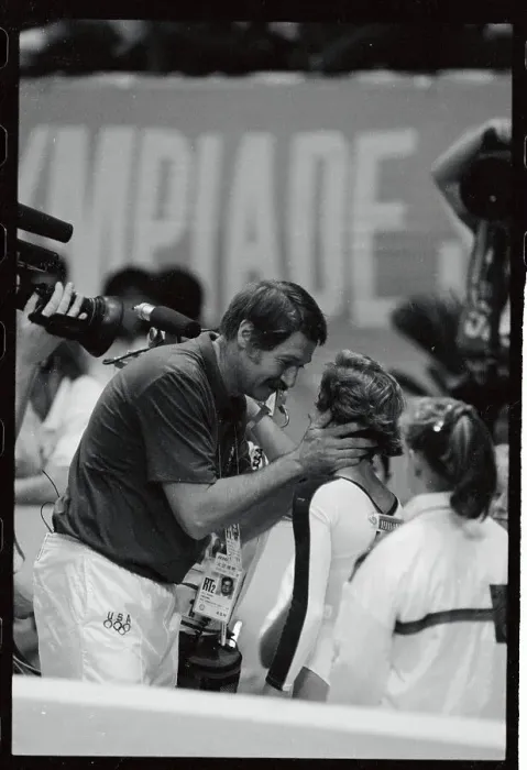 Framed Print : Olympian Phoebe Mills Talking to Coach Framed Print : Olympian Phoebe Mills Talking to Coach
