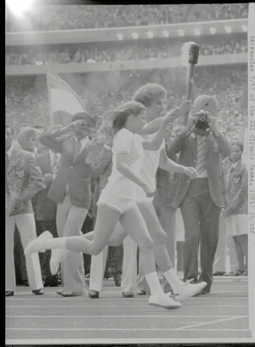 Framed Print : Olympians Carrying the Torch onto Olympic Grounds Framed Print : Olympians Carrying the Torch onto Olympic Grounds