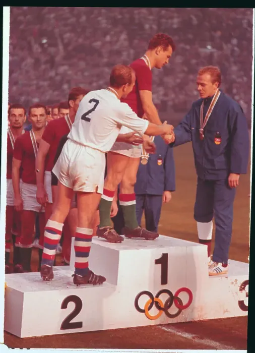 Framed Print : Olympians Exchanging Handshakes Framed Print : Olympians Exchanging Handshakes