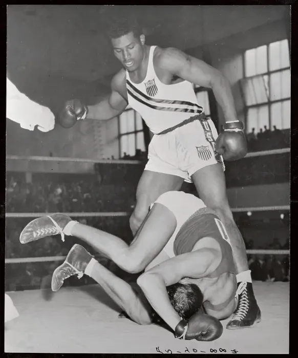 Framed Print : Olympic Boxer E.A.Sanders Knocking Out Opponent Framed Print : Olympic Boxer E.A.Sanders Knocking Out Opponent