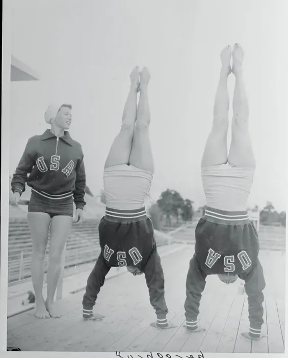 Framed Print : Olympic Divers Performing Handstands Framed Print : Olympic Divers Performing Handstands