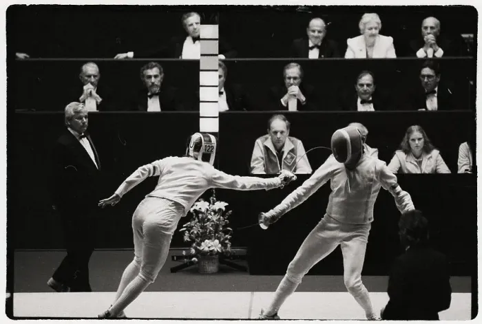 Framed Print : Olympic Fencing Match at Los Angeles Framed Print : Olympic Fencing Match at Los Angeles
