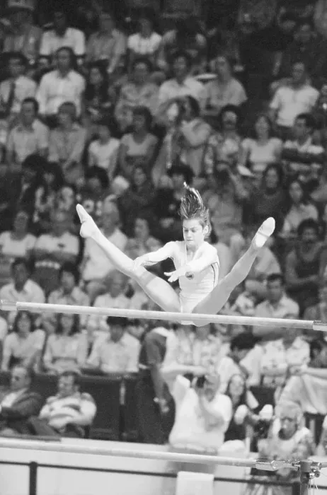 Framed Print : Olympic Gymnast Nadia Comaneci on the Bars Framed Print : Olympic Gymnast Nadia Comaneci on the Bars