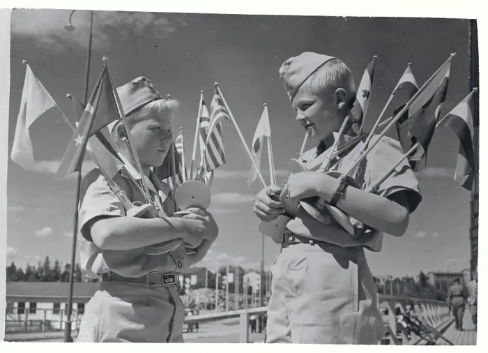 Framed Print : Olympic Helpers Carrying Flags for Hall Decor Framed Print : Olympic Helpers Carrying Flags for Hall Decor
