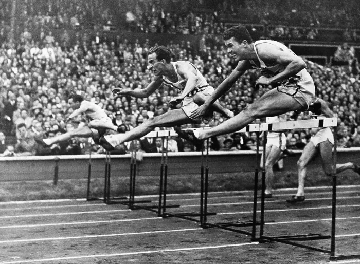 Framed Print : Olympic Hurdlers Go Over Hurdles Framed Print : Olympic Hurdlers Go Over Hurdles