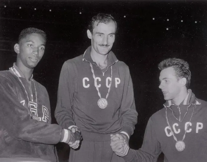 Framed Print : Three Olympic Medal Winners for High Jump Framed Print : Three Olympic Medal Winners for High Jump