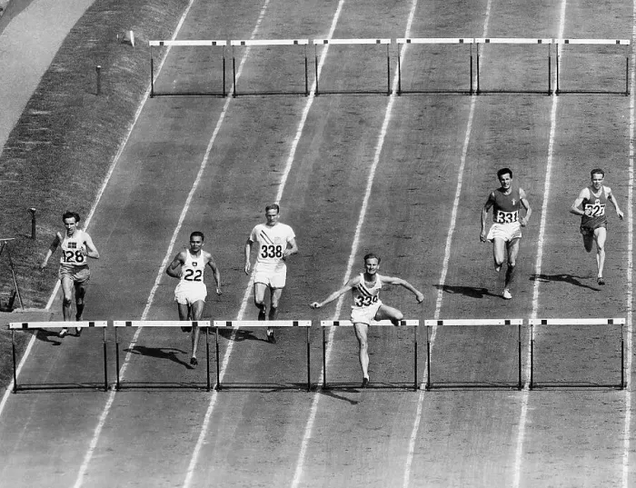 Framed Print : Olympic Runners in Hurdles Framed Print : Olympic Runners in Hurdles