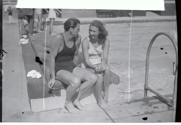 Framed Print : Olympic Swimmer and Runner Chatting Framed Print : Olympic Swimmer and Runner Chatting