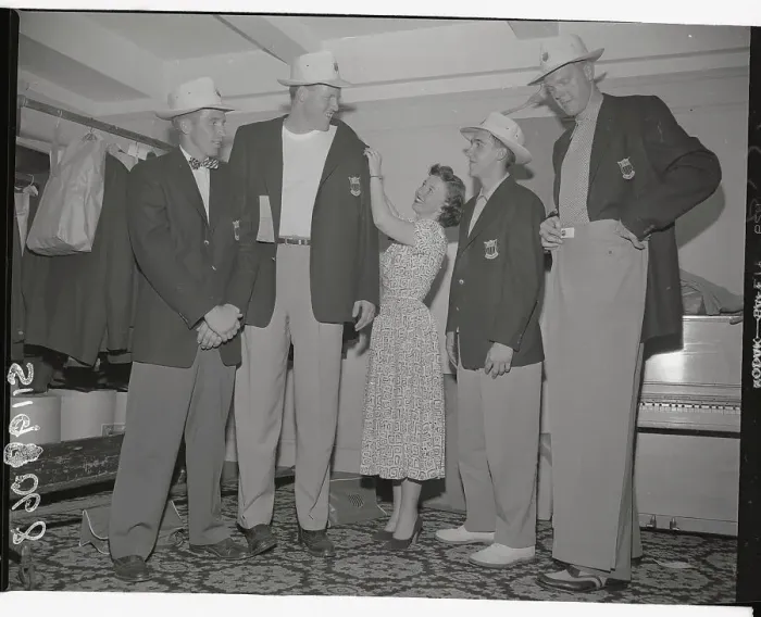 Framed Print : Olympic Uniforms Being Fitted by Tailor Framed Print : Olympic Uniforms Being Fitted by Tailor