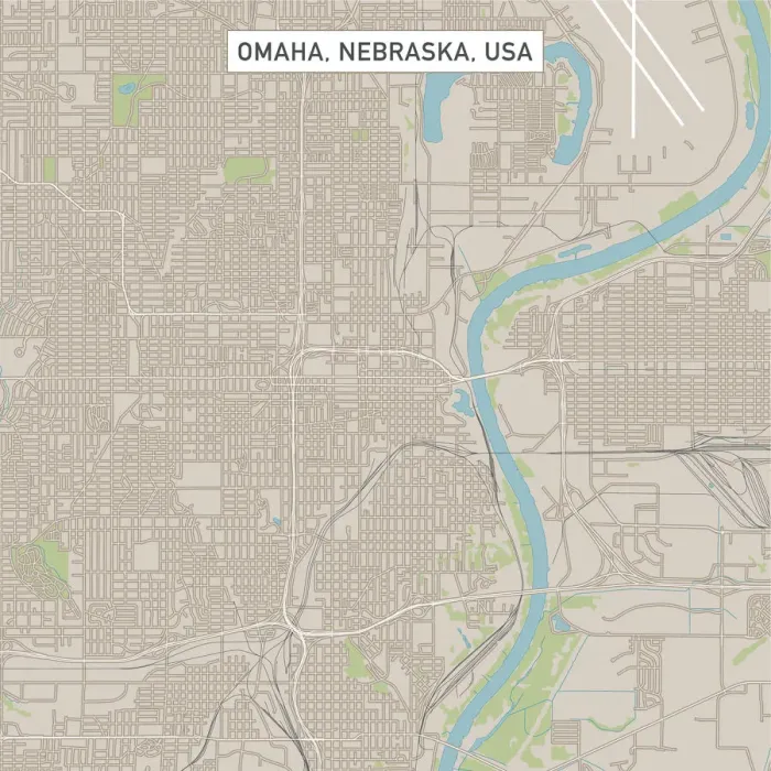 Framed Print : Omaha Nebraska US City Street Map Framed Print : Omaha Nebraska US City Street Map