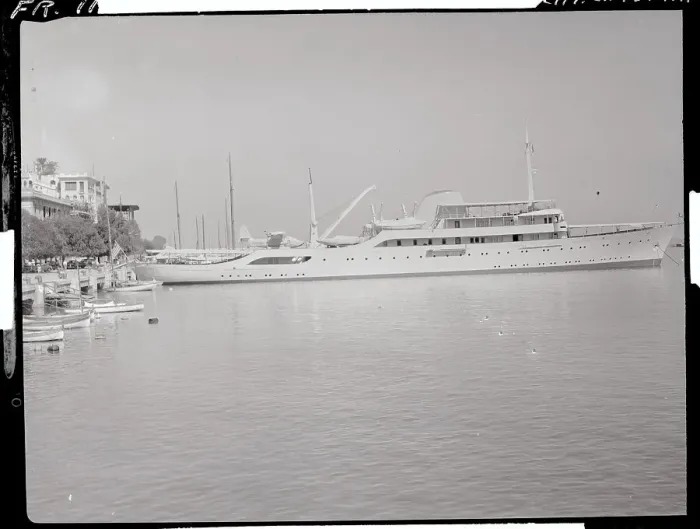 Framed Print : Onasis Yacht Docked Near Shore Framed Print : Onasis Yacht Docked Near Shore