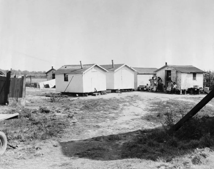 Framed Print : One-Room Shacks Holding Migrant Families Framed Print : One-Room Shacks Holding Migrant Families