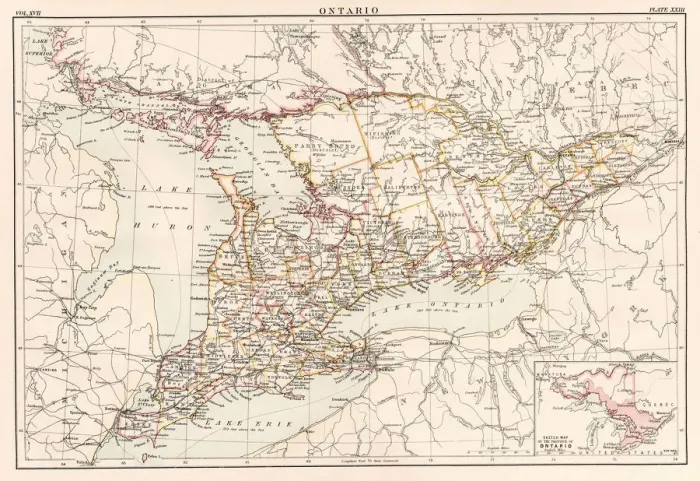1884 Ontario Canada Print Map. Art Prints, Posters & Puzzles from