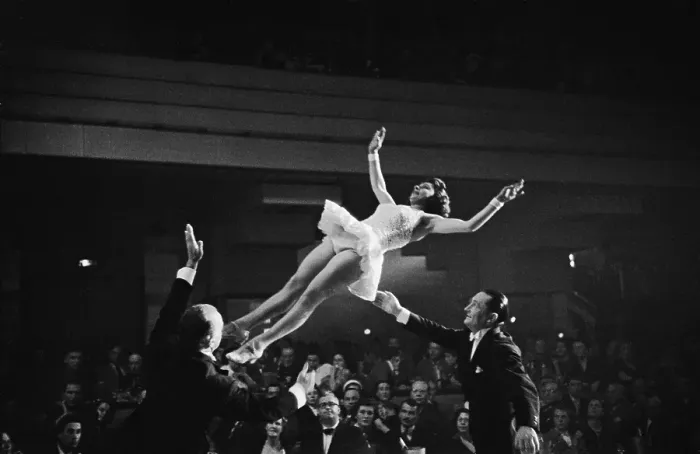 Framed Print : Ooh La La. A lively dance act at a French nightclub, circa 1952