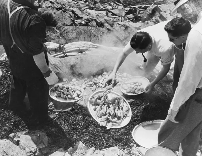 Framed Print : Opening Clams At Maine Clambake Framed Print : Opening Clams At Maine Clambake