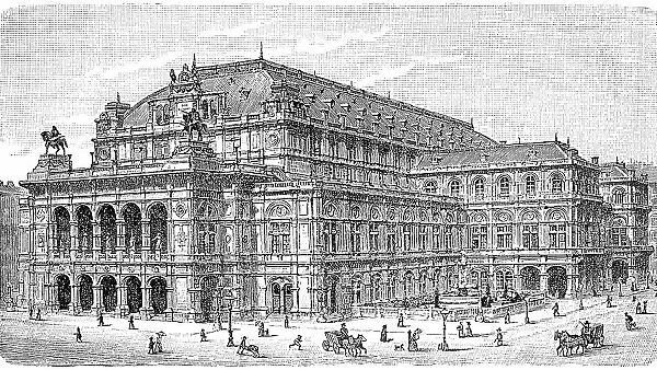 The Opera House in Vienna, 1888, Austria, Historic, digitally restored reproduction of an original 19th-century artwork