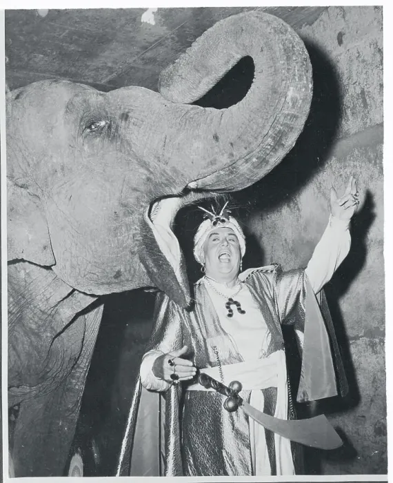 Framed Print : Opera Singer Alongside Elephant