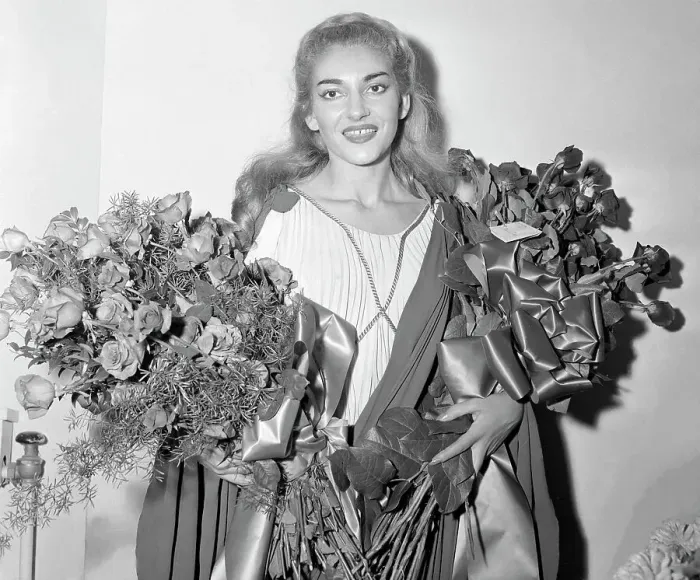Framed Print : Opera Singer Maria Callas Holding Two Large Bouquets Framed Print : Opera Singer Maria Callas Holding Two Large Bouquets