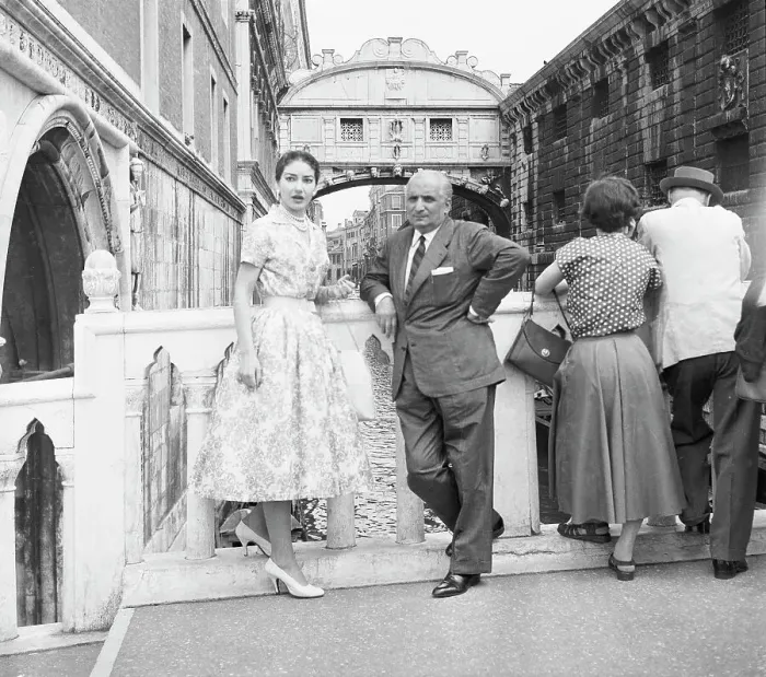 Framed Print : Opera Singer Maria Callas and Husband on Outdoor Balcony Framed Print : Opera Singer Maria Callas and Husband on Outdoor Balcony