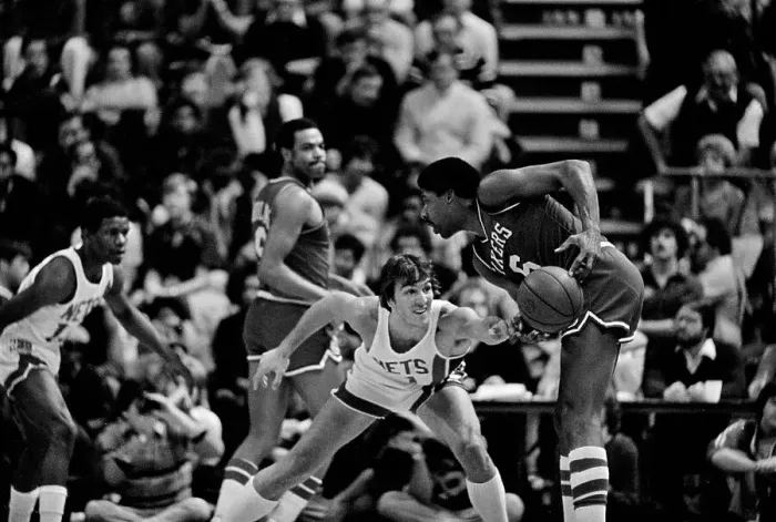 Framed Print : Opponent Knocking Ball Away From Julius Erving Framed Print : Opponent Knocking Ball Away From Julius Erving
