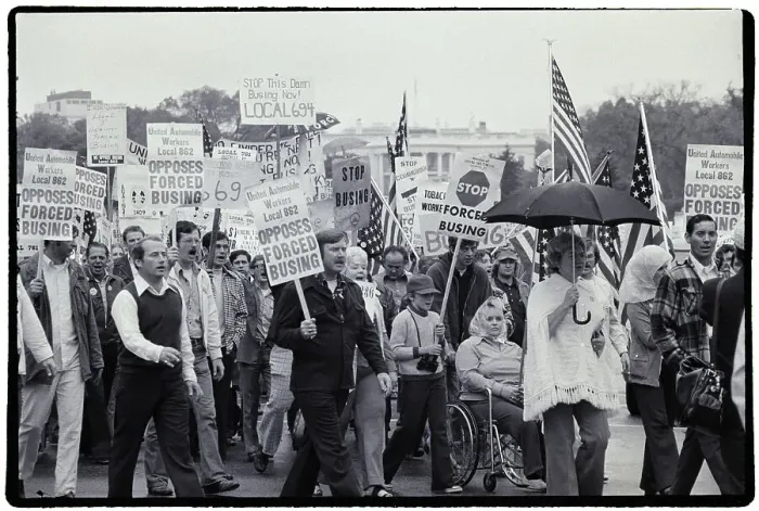 Framed Print : Opponents Of Racial Busing Begin March Framed Print : Opponents Of Racial Busing Begin March