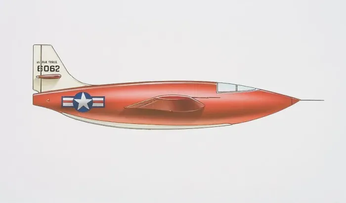 Framed Print : Orange Bell X-1 military plane, side view Framed Print : Orange Bell X-1 military plane, side view