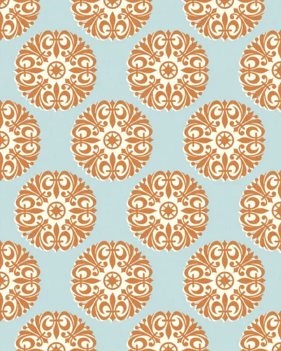 Framed Print : Orange Fleur De Lis Pattern on Blue Background Framed Print : Orange Fleur De Lis Pattern on Blue Background
