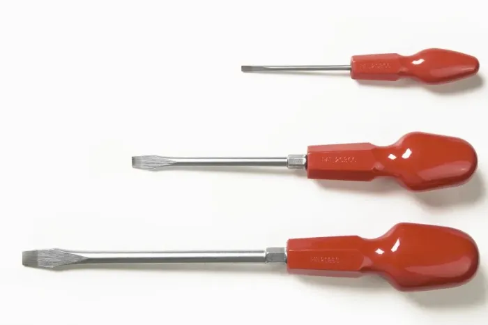 Framed Print : Three orange handled slot-headed screwdrivers Framed Print : Three orange handled slot-headed screwdrivers