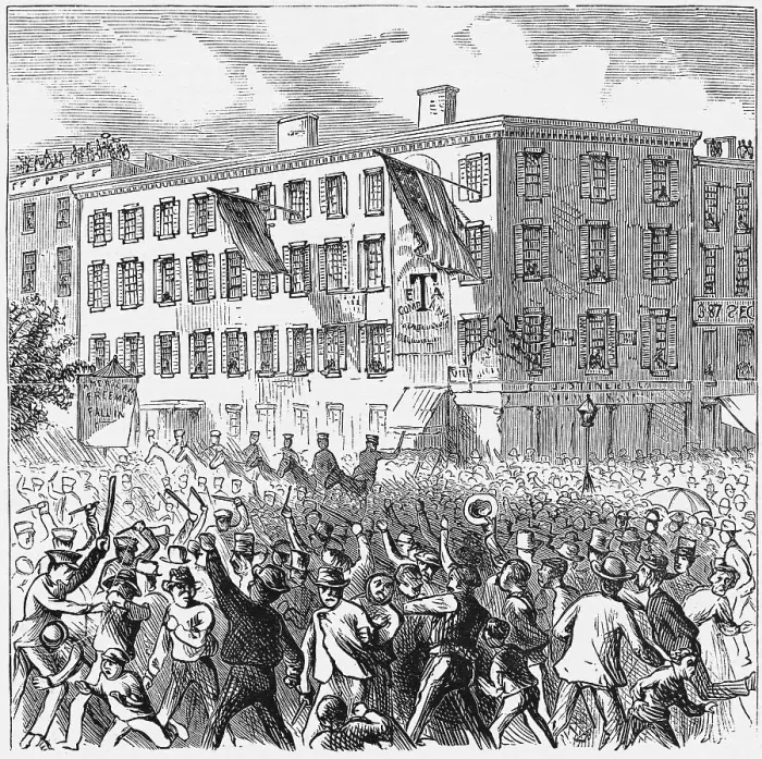 Framed Print : Orange Head-Quarters, Corner Twenty-Ninth Street and Eighth Avenue Newspaper Illustration of Riot Framed Print : Orange Head-Quarters, Corner Twenty-Ninth Street and Eighth Avenue Newspaper Illustration of Riot