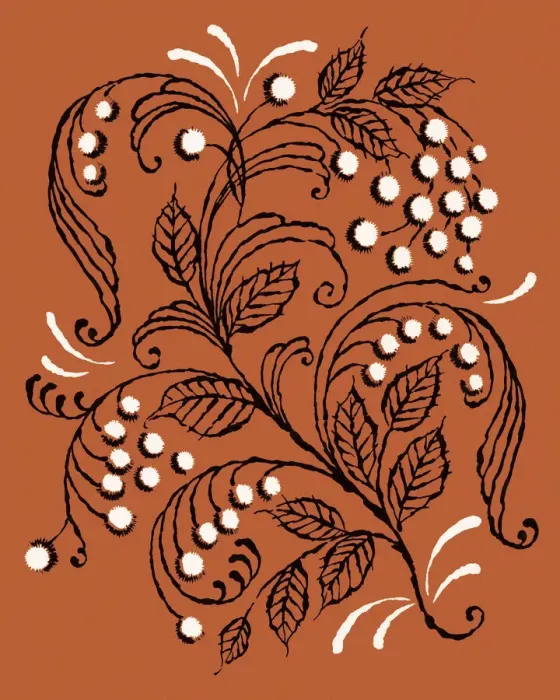 Framed Print : Orange Leaf and Berry Pattern Framed Print : Orange Leaf and Berry Pattern