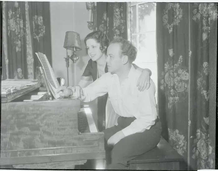 Framed Print : Orchestra Director Raymond Paige with His Wife at Piano Framed Print : Orchestra Director Raymond Paige with His Wife at Piano