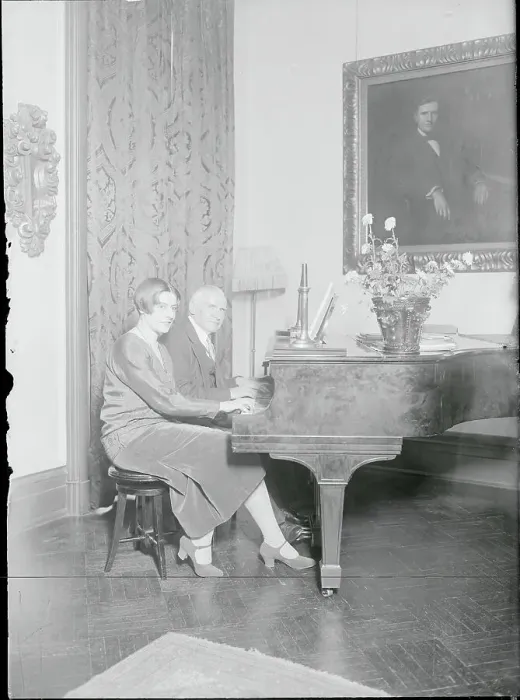 Framed Print : Orchestra Leader Walter Damrosch with Daughter Polly at Piano Framed Print : Orchestra Leader Walter Damrosch with Daughter Polly at Piano