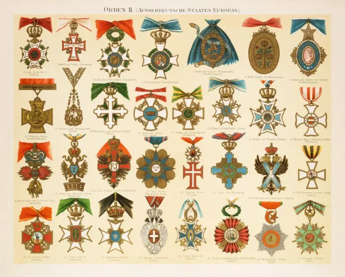 Framed Print : Orders of Merit Chromolithograph 1895 Framed Print : Orders of Merit Chromolithograph 1895