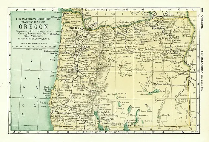 Framed Print : Oregon map 1898