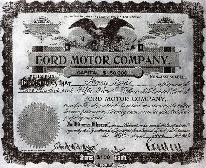 Framed Print : Original Ford Motor Co. Stock Certificate Framed Print : Original Ford Motor Co. Stock Certificate