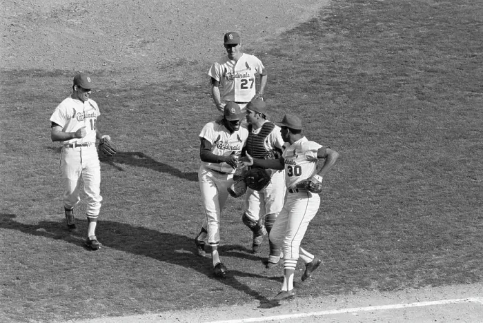 Framed Print : Orlando Cepeda Congratulates Bob Gibson Framed Print : Orlando Cepeda Congratulates Bob Gibson