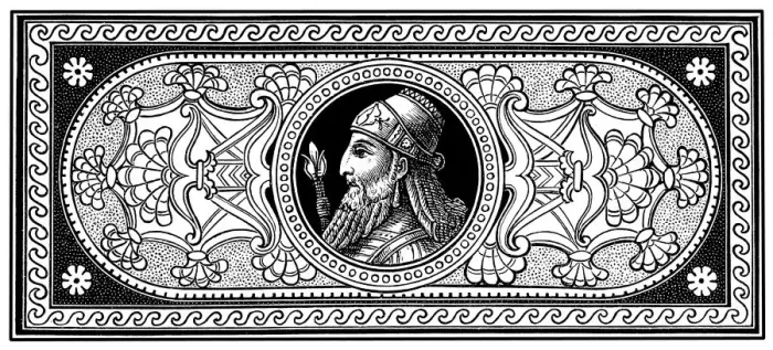 Framed Print : Ornament with an Assyrian king