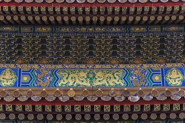 Detail Of Ornate Painting On Traditional Building, forbidden city