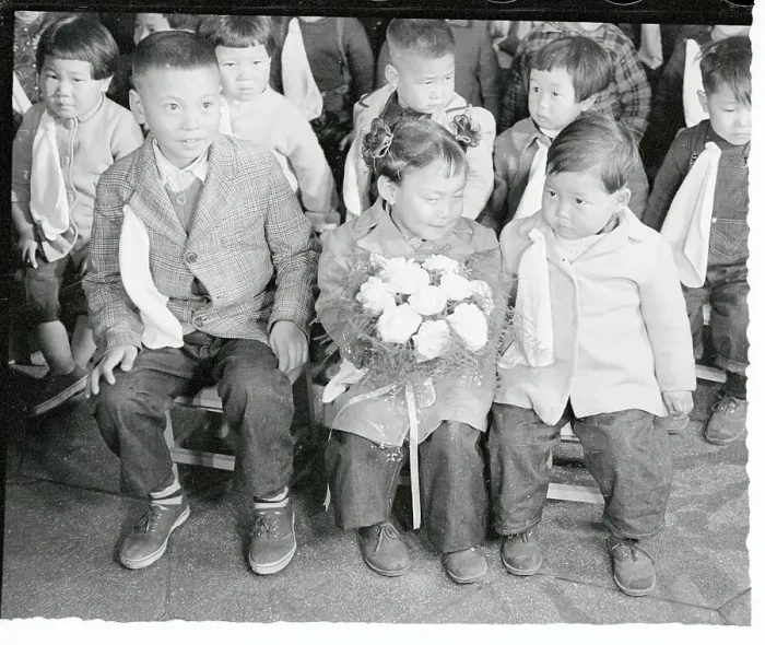 Framed Print : Orphans Waiting with a Bouquet of Flowers Framed Print : Orphans Waiting with a Bouquet of Flowers