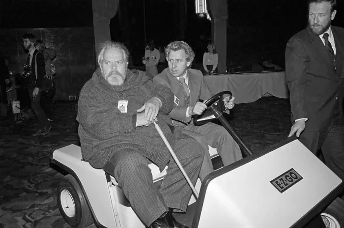Framed Print : Orson Welles in Golf Cart Framed Print : Orson Welles in Golf Cart