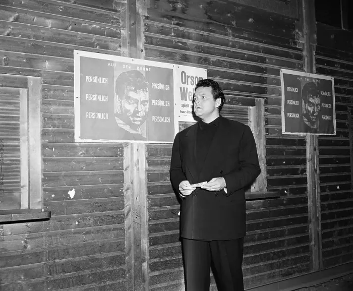 Framed Print : Orson Welles In Front Of Posters Framed Print : Orson Welles In Front Of Posters
