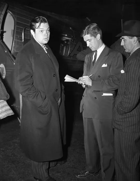 Framed Print : Orson Welles with Reporter Framed Print : Orson Welles with Reporter