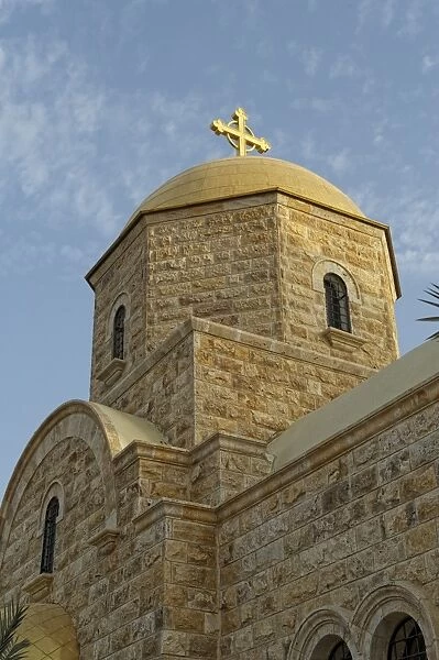 Orthodox church at the reputed baptismal site of Jesus at the Jordan river, Jordan, Middle East