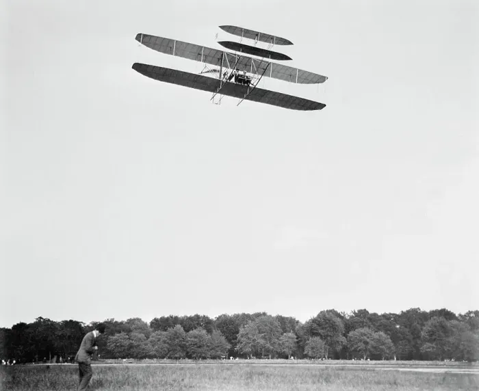 Framed Print : Orville Wright Flying Airplane Framed Print : Orville Wright Flying Airplane